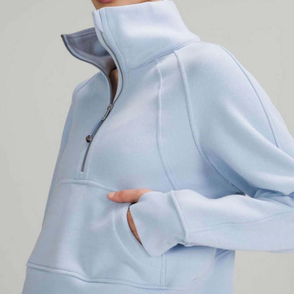 lululemon Scuba Oversized Funnel Neck Half Zip in Blue Linen M/L - Picture 2 of 4